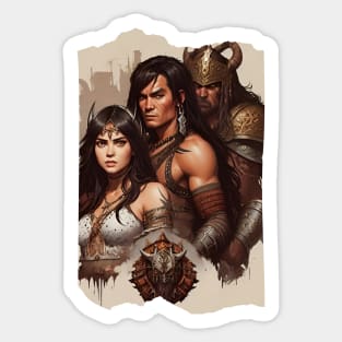 Conan, Belit, and Friend Family Portrait Sticker